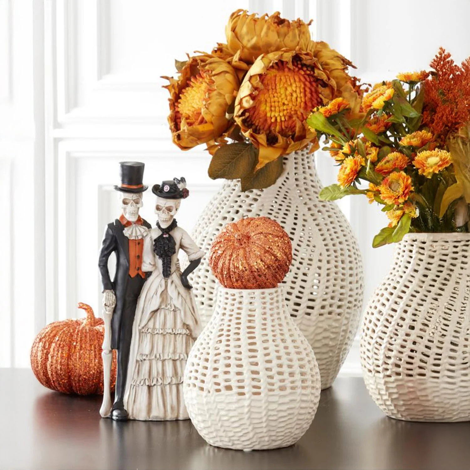Orange Glitter & Sequin Pumpkin, 4" - Image 2