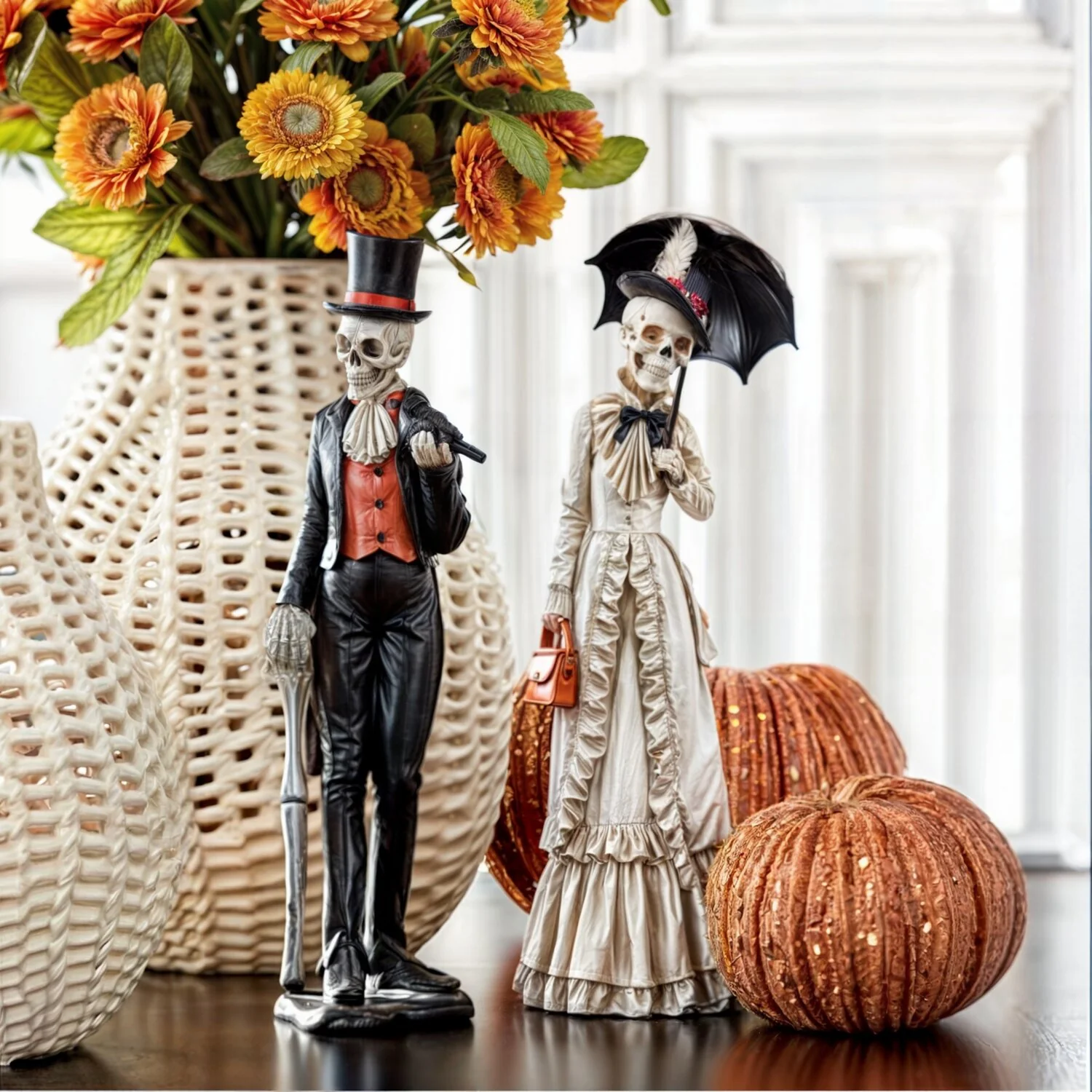 Orange Glitter & Sequin Pumpkin, 8" - Image 3
