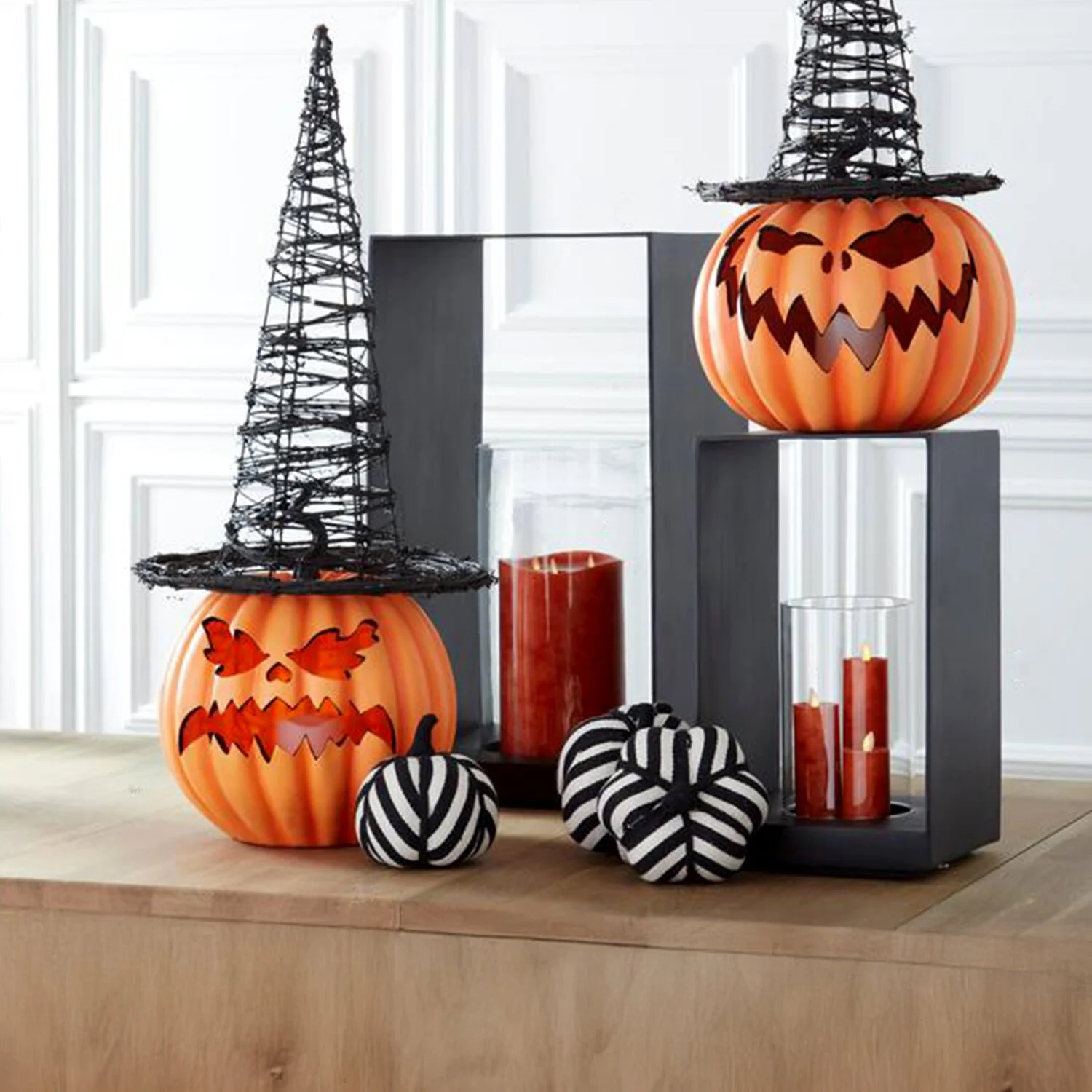 Orange Resin LED Flicker Flame Jack O Lantern, 13" - Image 3