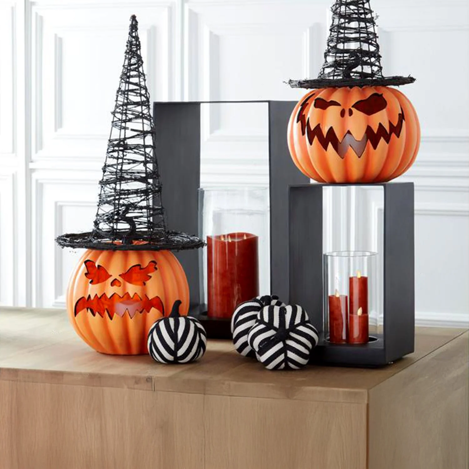 Orange Resin LED Flicker Flame Jack O Lantern, 15.5"p - Image 3