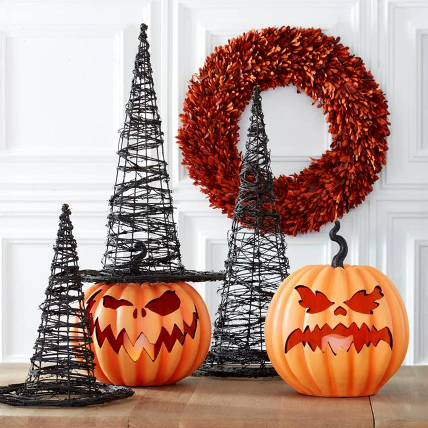 Orange Resin LED Flicker Flame Jack O Lantern, 15.5"p - Image 4