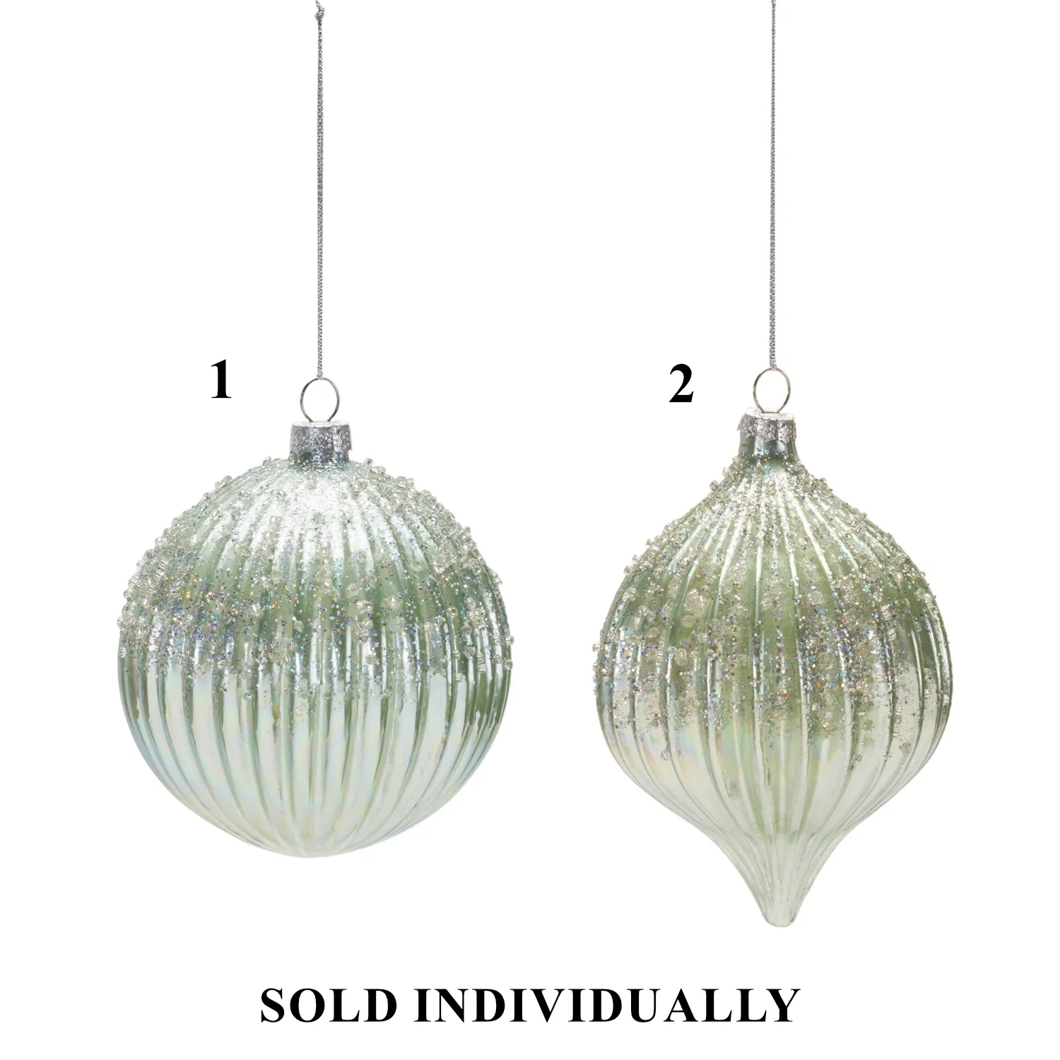 Silver Glass Ornament, 5.5" (2 styles - sold individually)