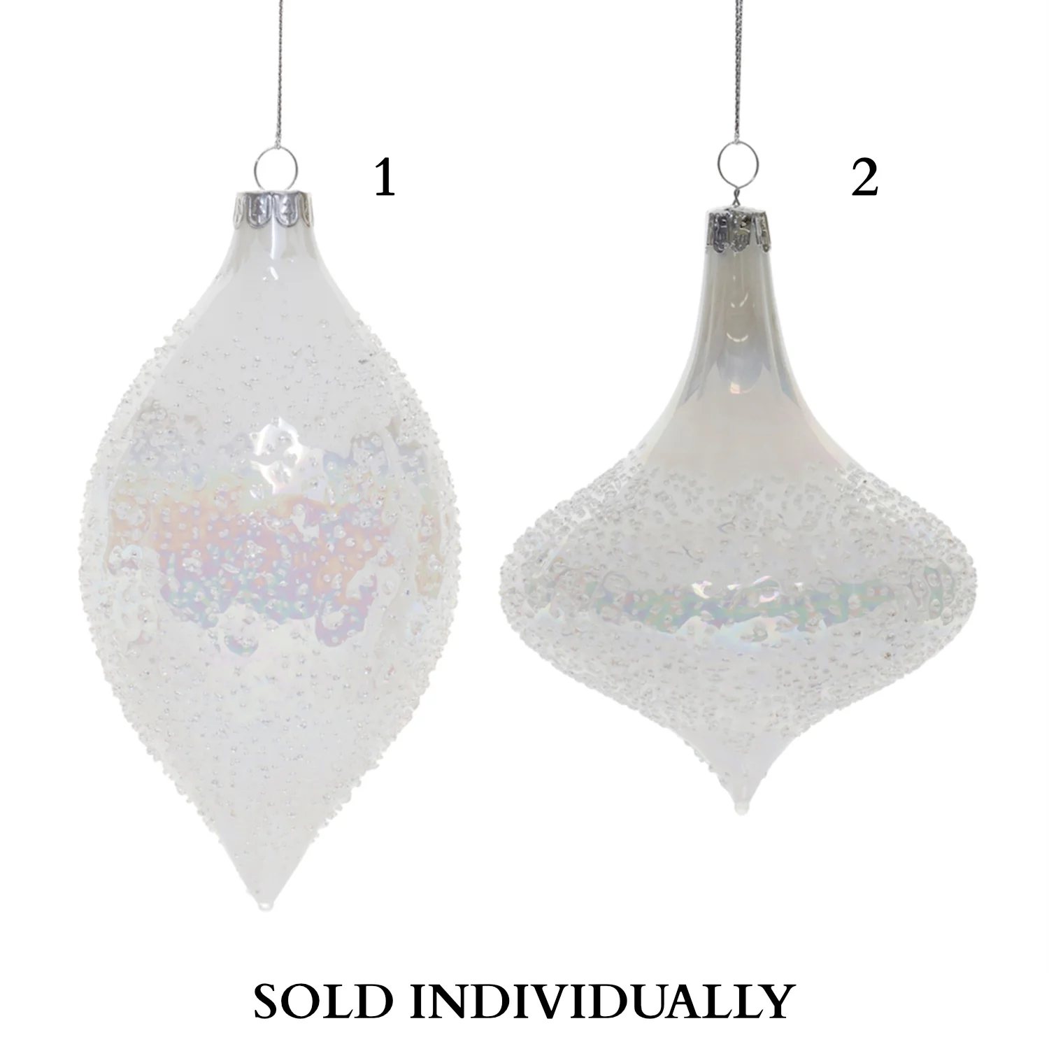 Ornament (2 Styles - Sold Individually) 6"H / 6.5"H Glass