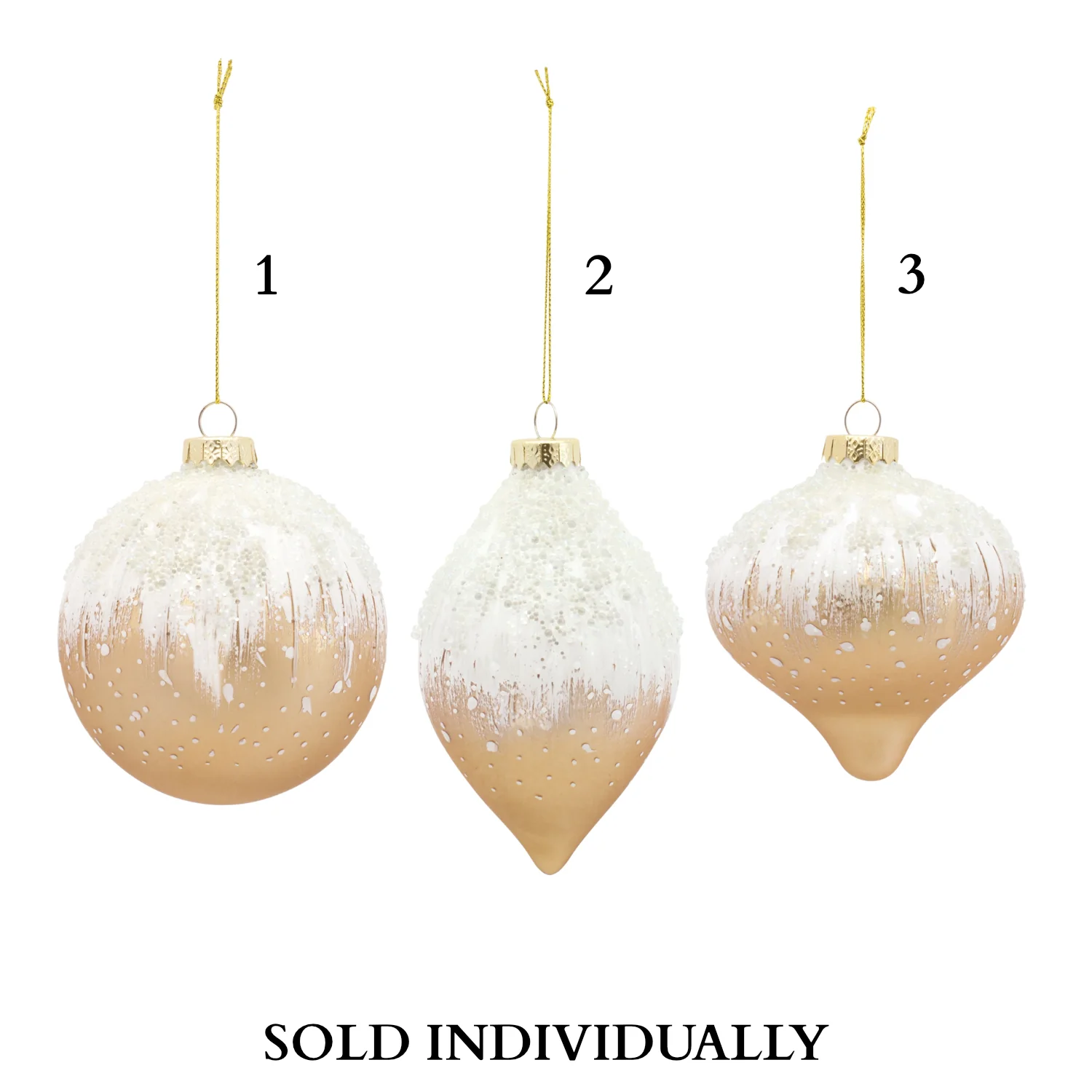 Ornament (3 Styles) 5"H / 5"H / 5.75"H Glass (Sold Individually)