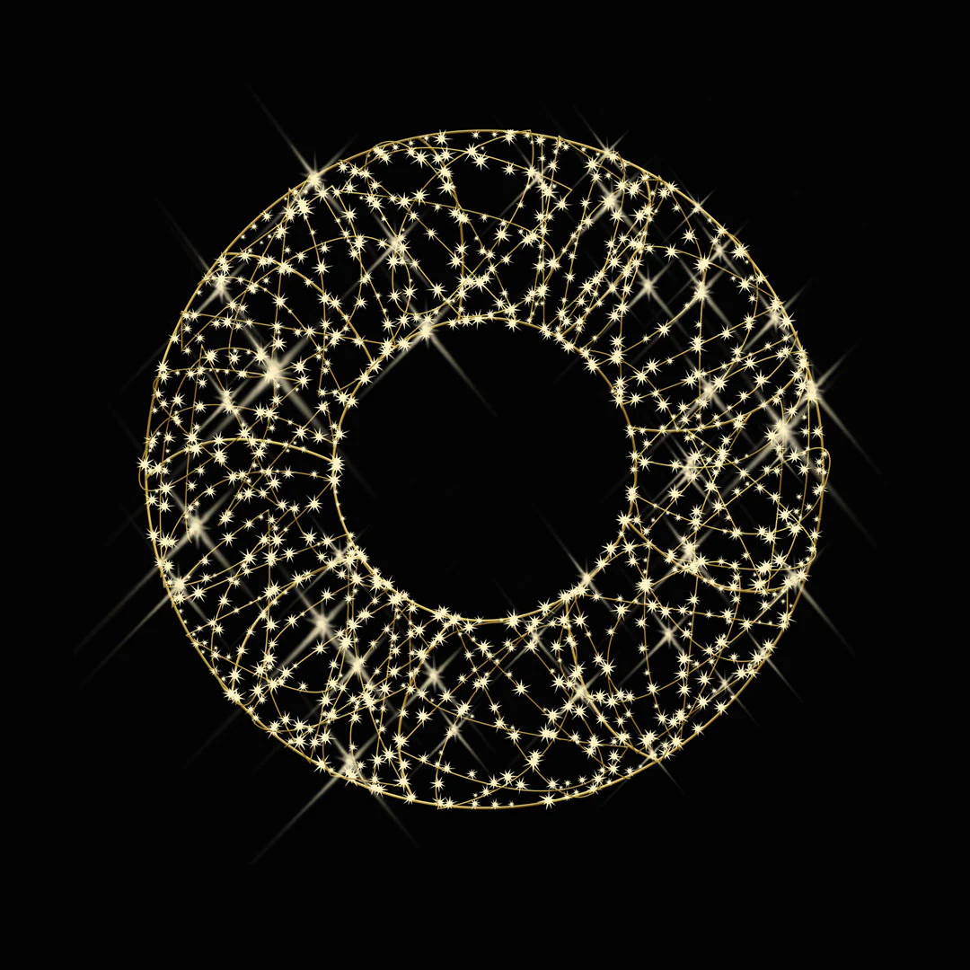 Large Oro Wreath Decoration, LED Lit, 4ft to 8ft - Image 3