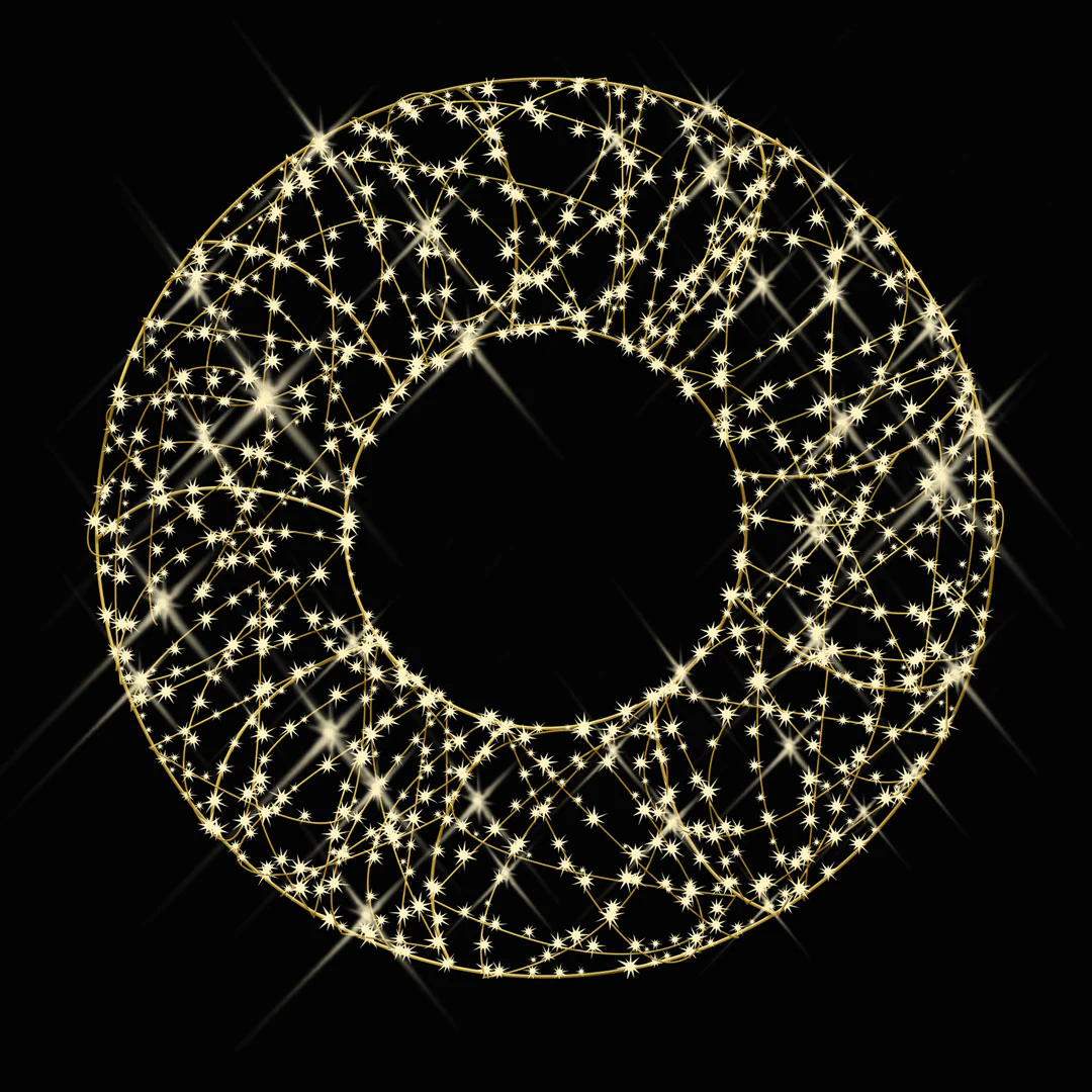 Large Oro Wreath Decoration, LED Lit, 4ft to 8ft - Image 4
