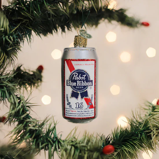 Pabst Blue Ribbon Beer Can Ornament, 3.25"