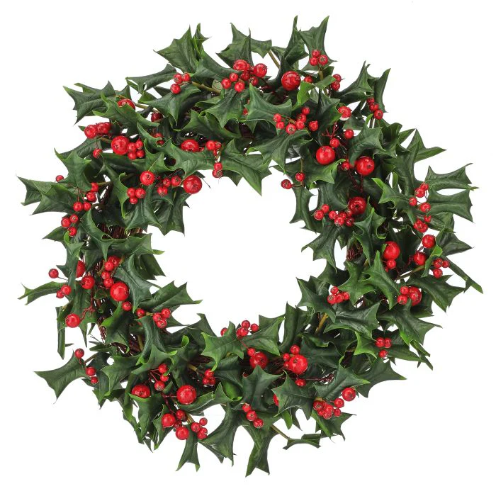Pacific Northwest Holly w/Berry Wreath, 24"