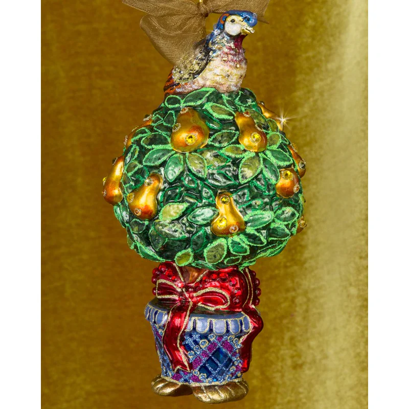 Partridge In A Pear Tree Glass Ornament, 7" - Image 3
