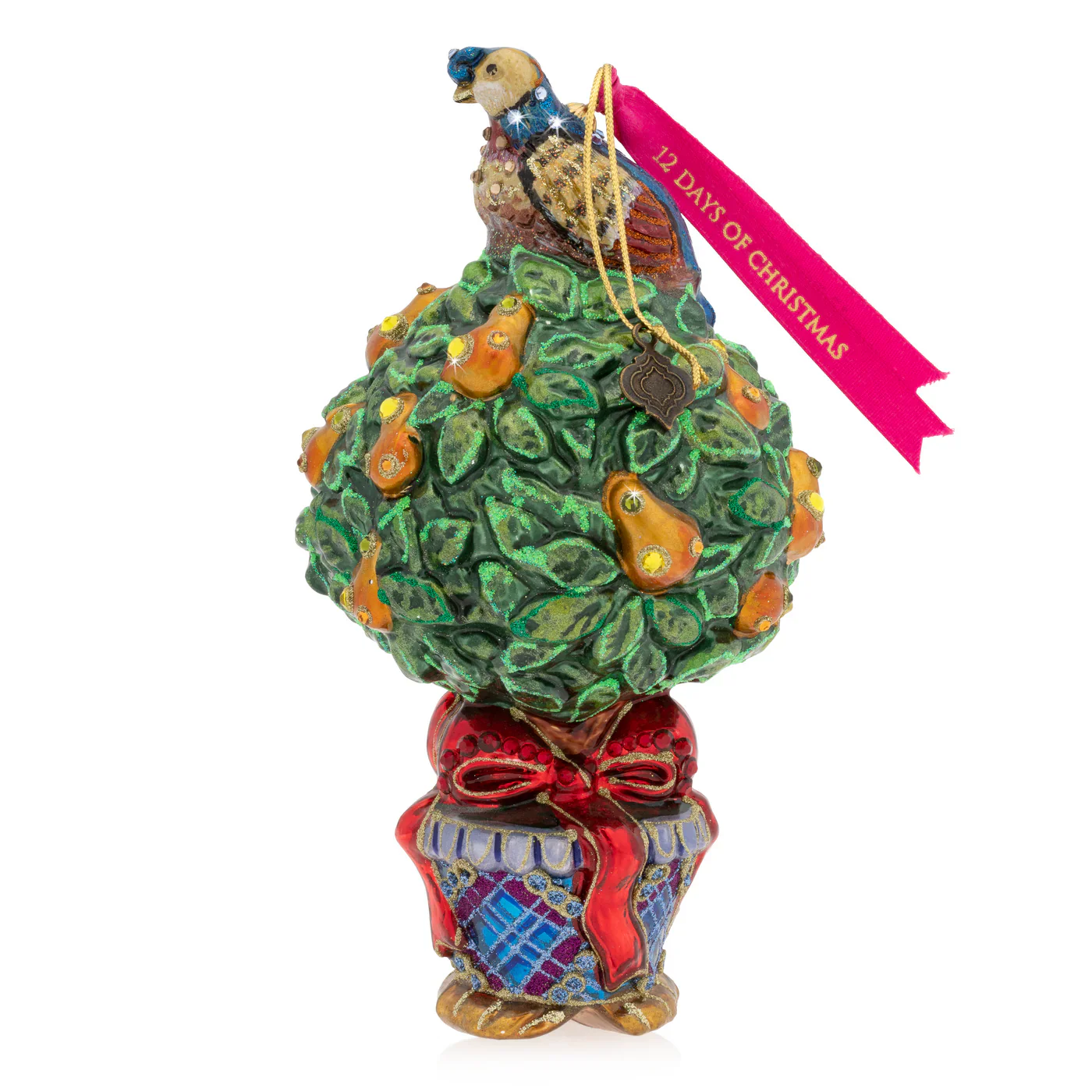 Partridge In A Pear Tree Glass Ornament, 7" - Image 4