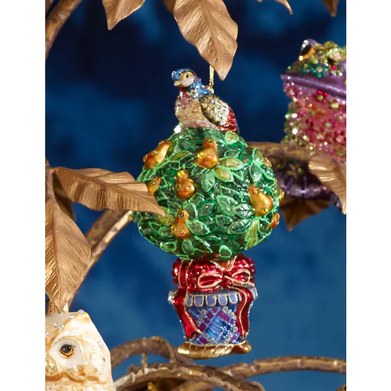 Partridge In A Pear Tree Glass Ornament, 7" - Image 6