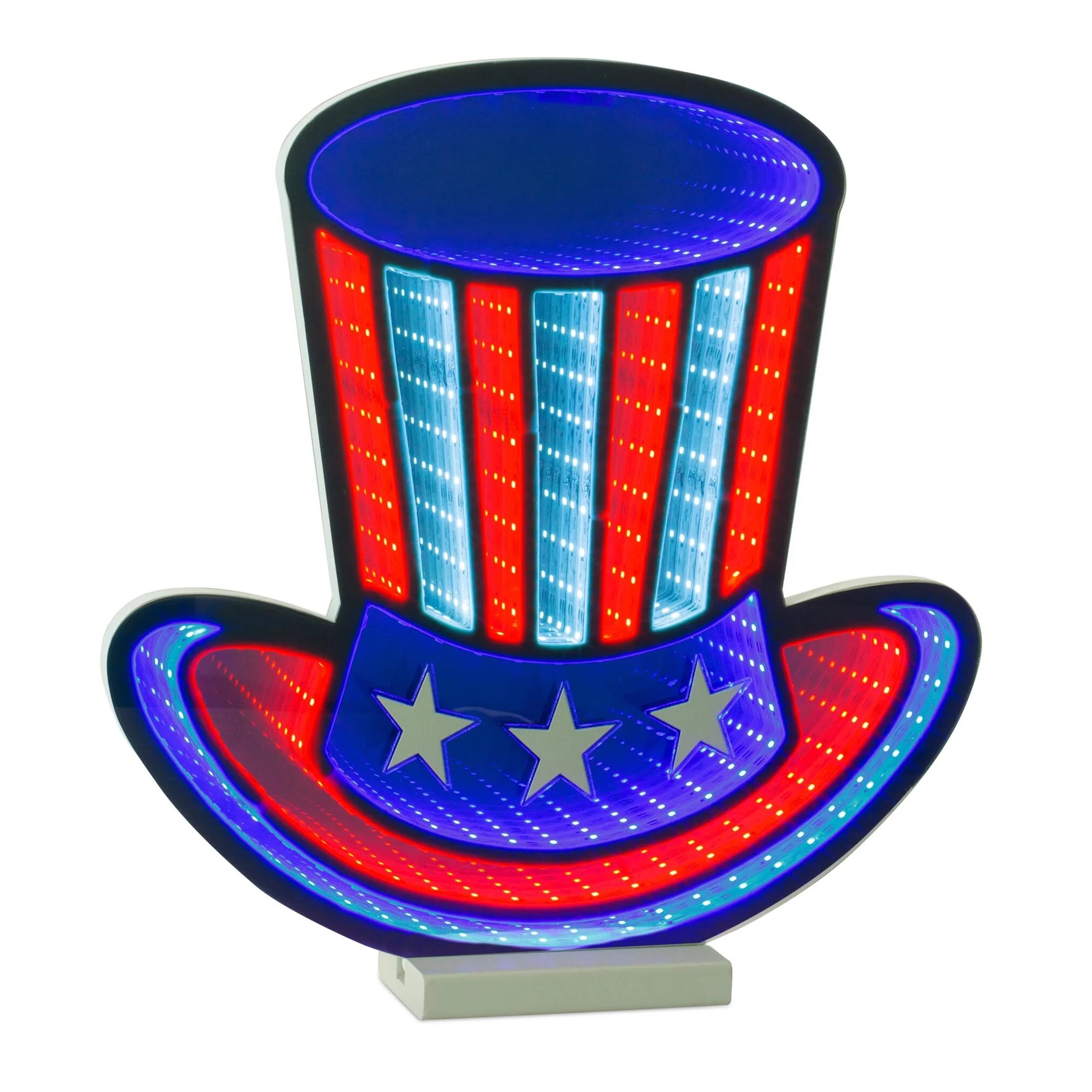 Patriotic Hat Infinity Light, Acrylic, W/ UL Plug, 14.5"