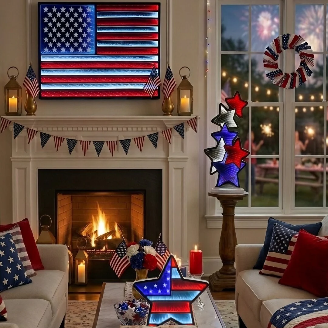 Patriotic Star Stack Infinity Light, Acrylic, W/ UL Plug, 23.5" - Image 2