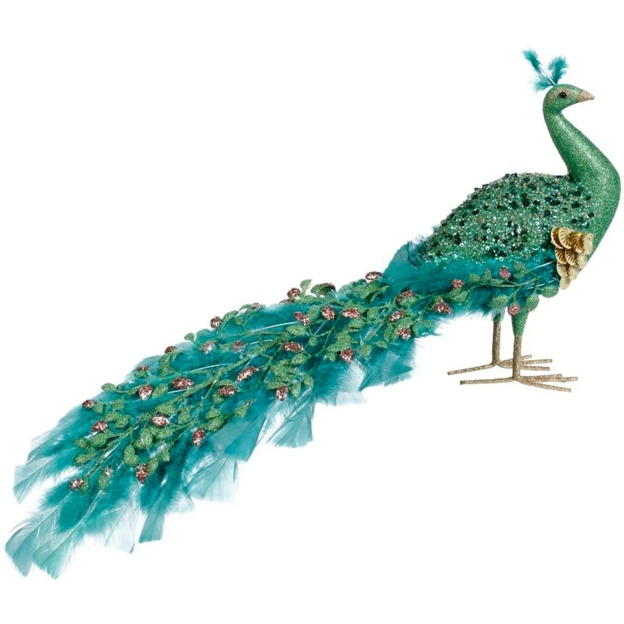 Peacock Christmas Figurine, 11"