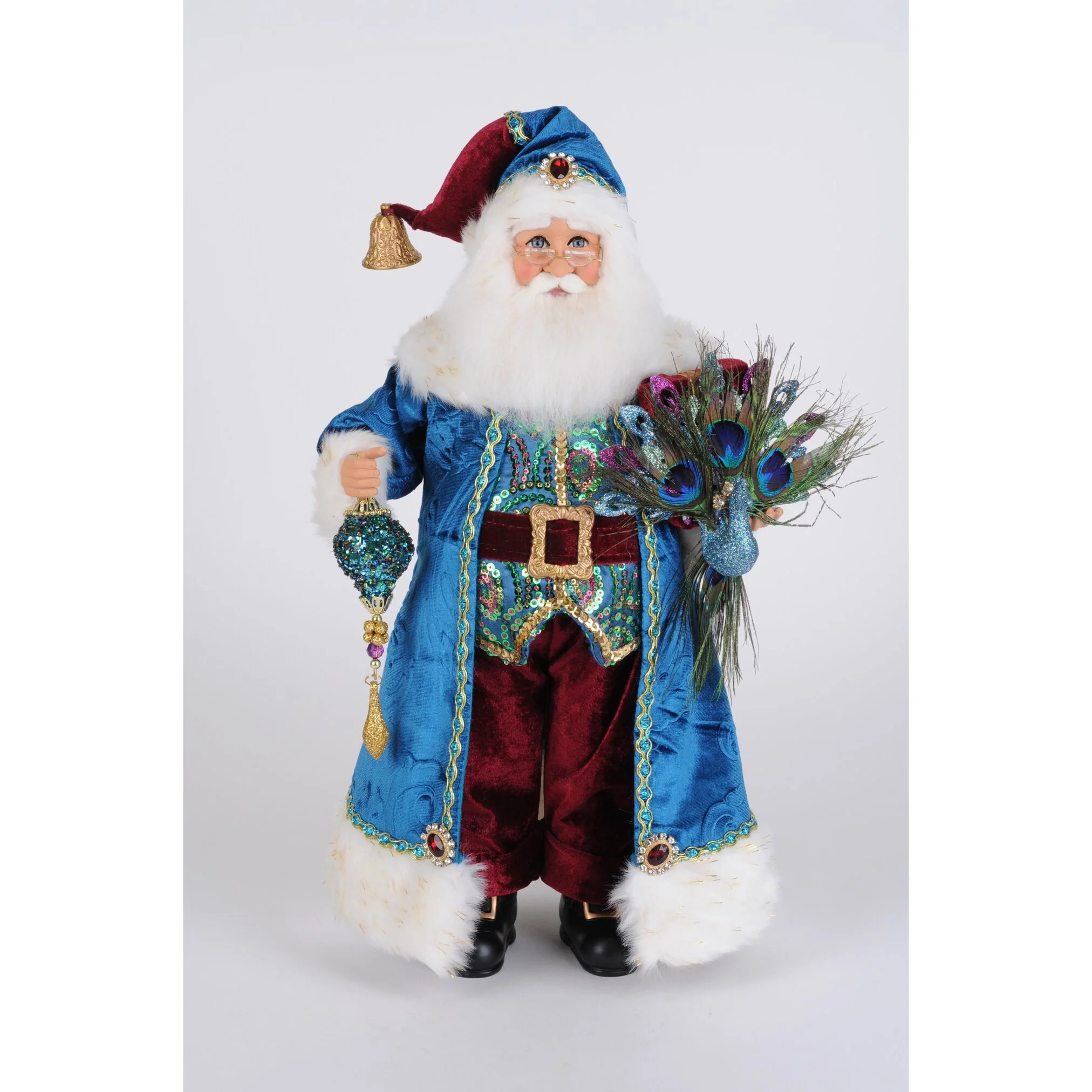 Peacock Santa Figurine, 19"