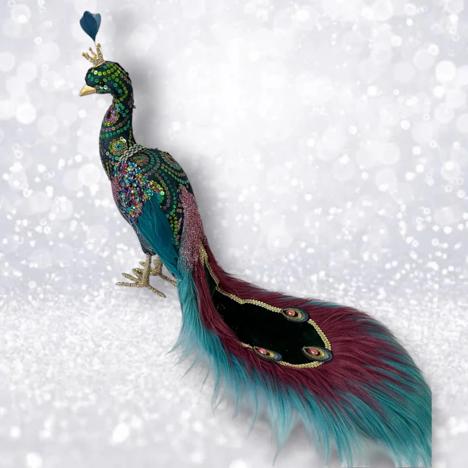 Peacock W/ Crown Figurine, 18.5"