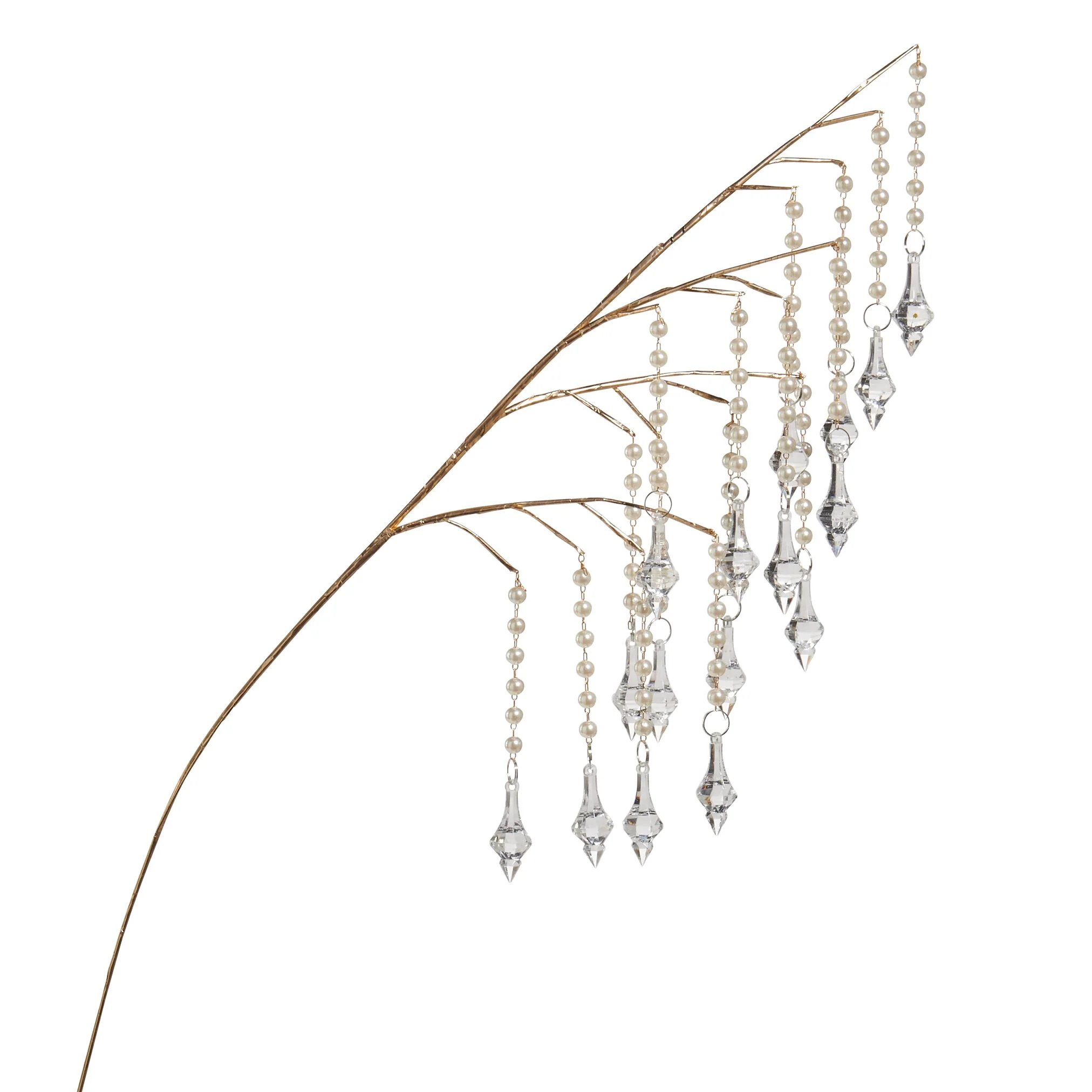 Pearl and Crystal Dripping Spray, 32" (Gold)