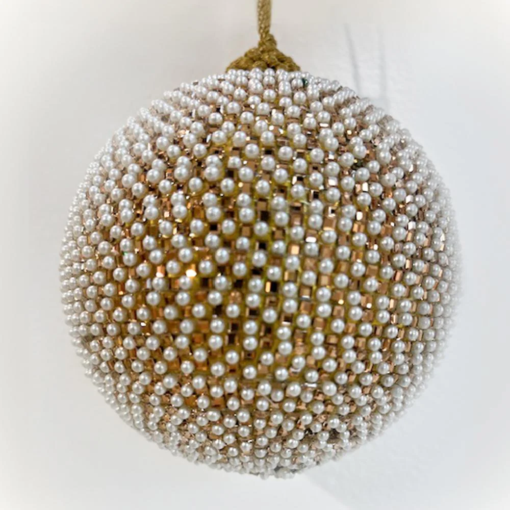 Pearl Ball Ornament, 5" (Gold Pearl)
