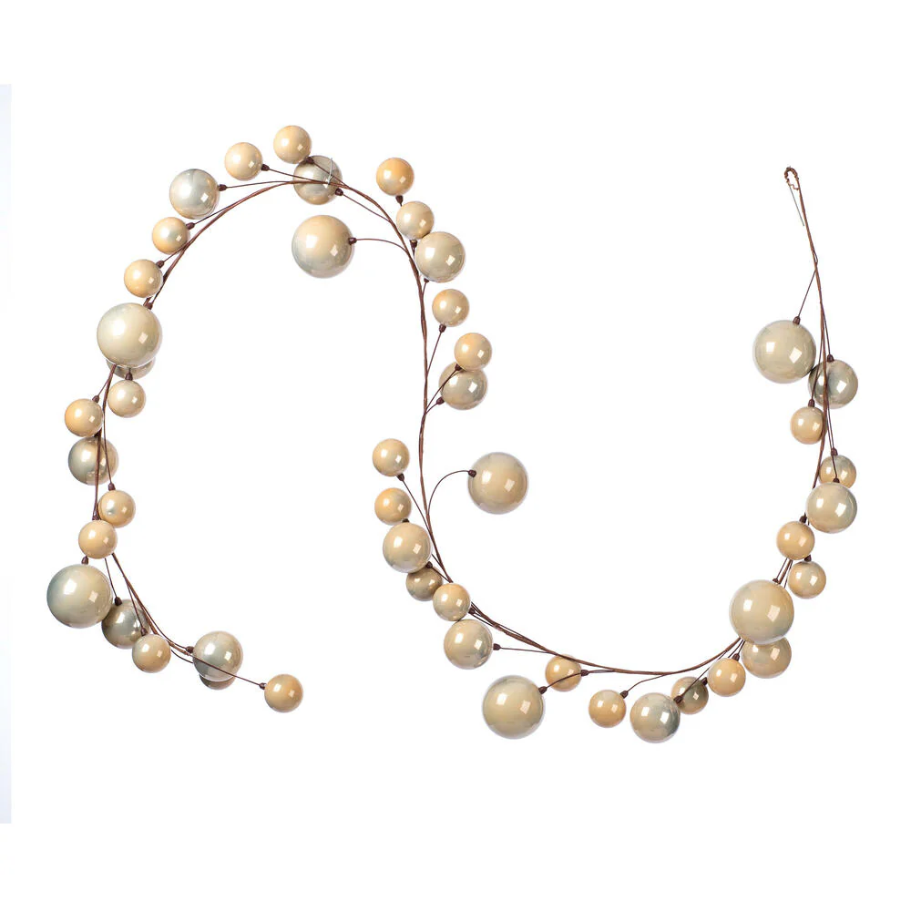 Pearl Branch Ball Wire Garland, 10' (Oat)