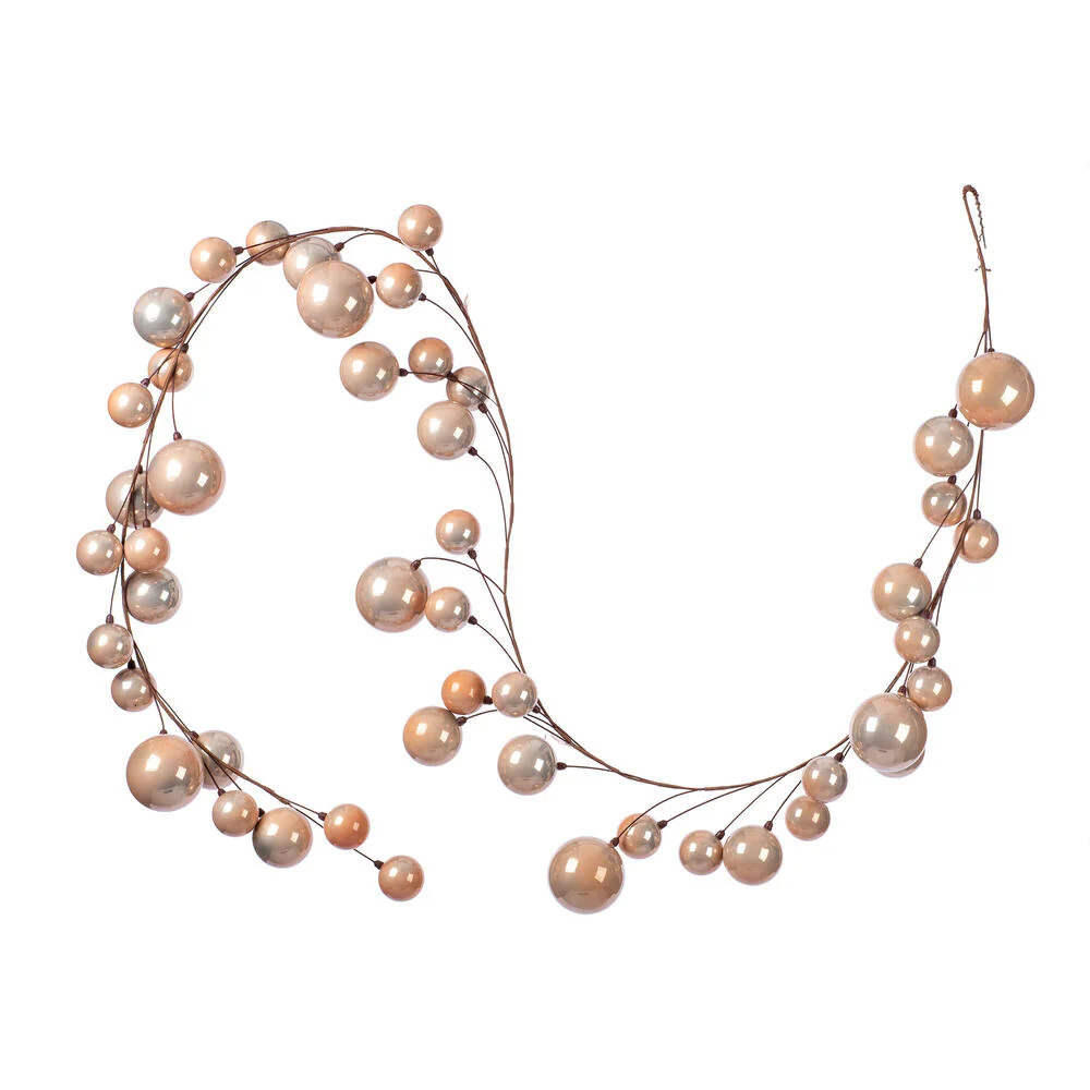 Pearl Branch Ball Wire Garland, 10' (Rose Gold)