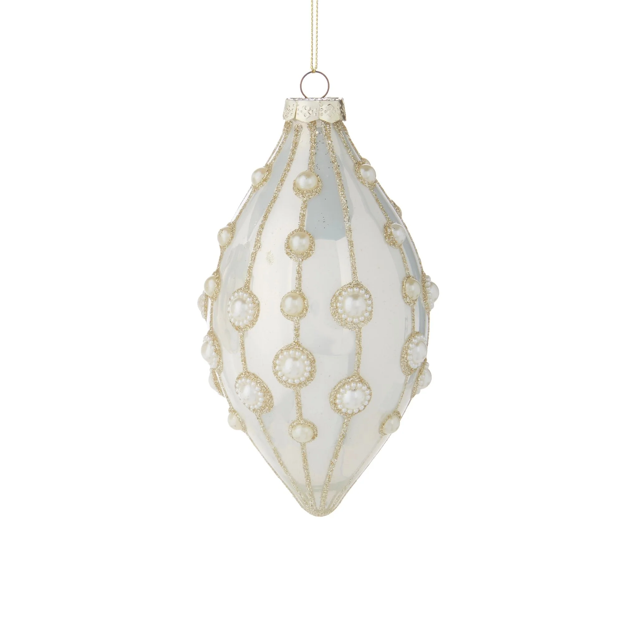 Pearl Embellished Glass Ornament, 4" (2 styles - sold individually) - Image 3