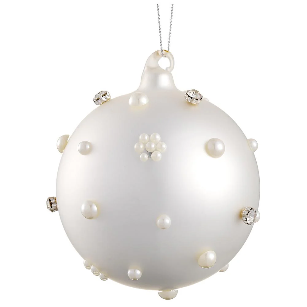 Pearl Glass Ball Ornament, 4" (Pearl)