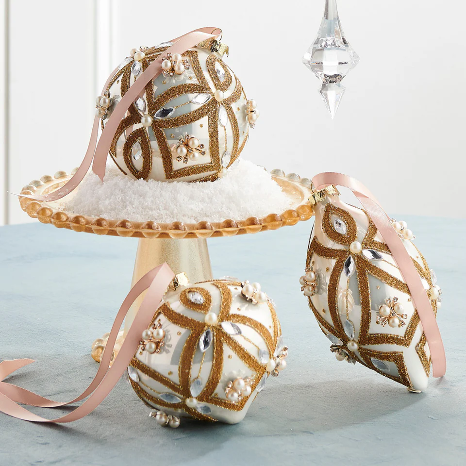 Pearl Jewel Embellished Ornament, 4" (3 styles - sold individually) - Image 2