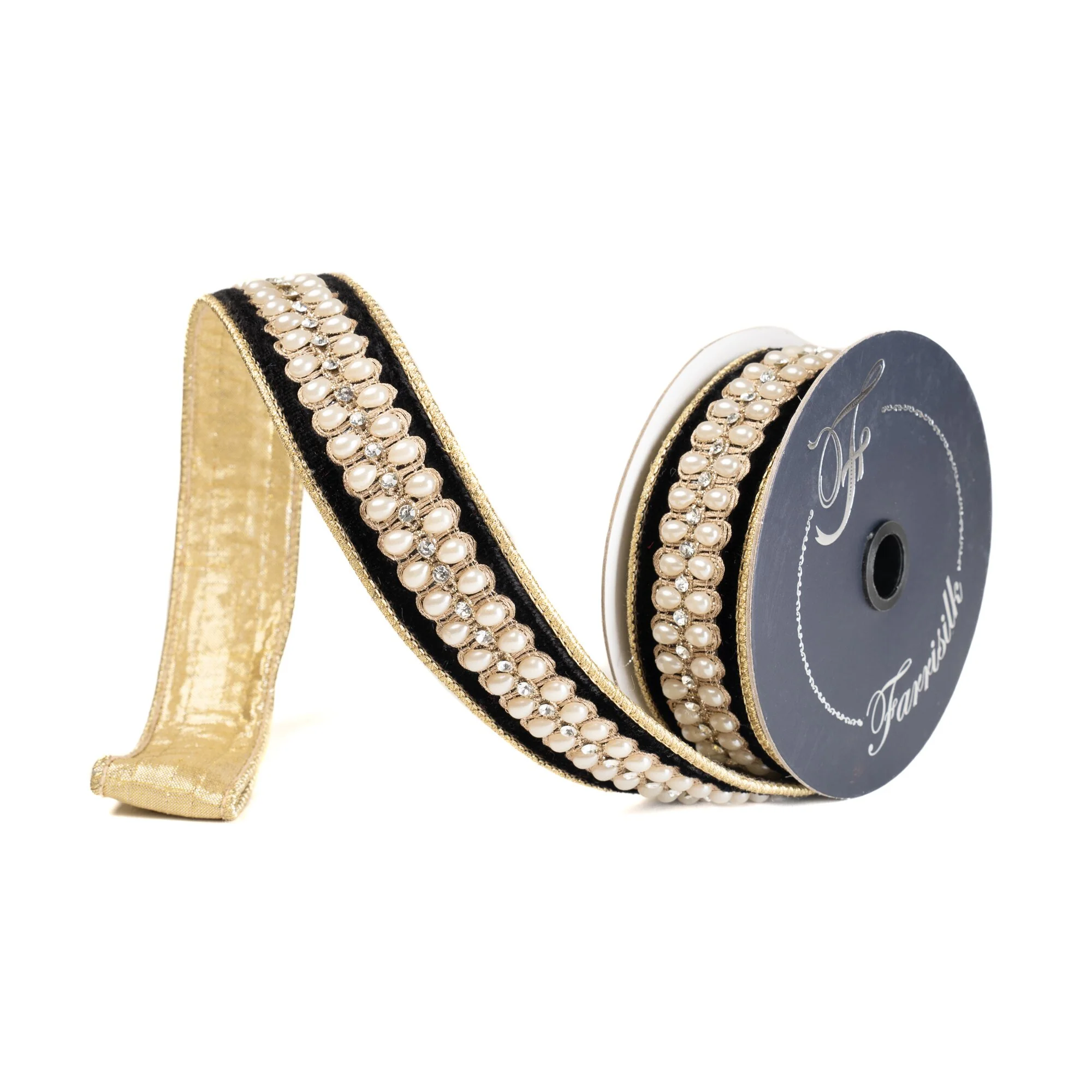 Pearl Necklace Ribbon, 1.5" x 5yd (Black)