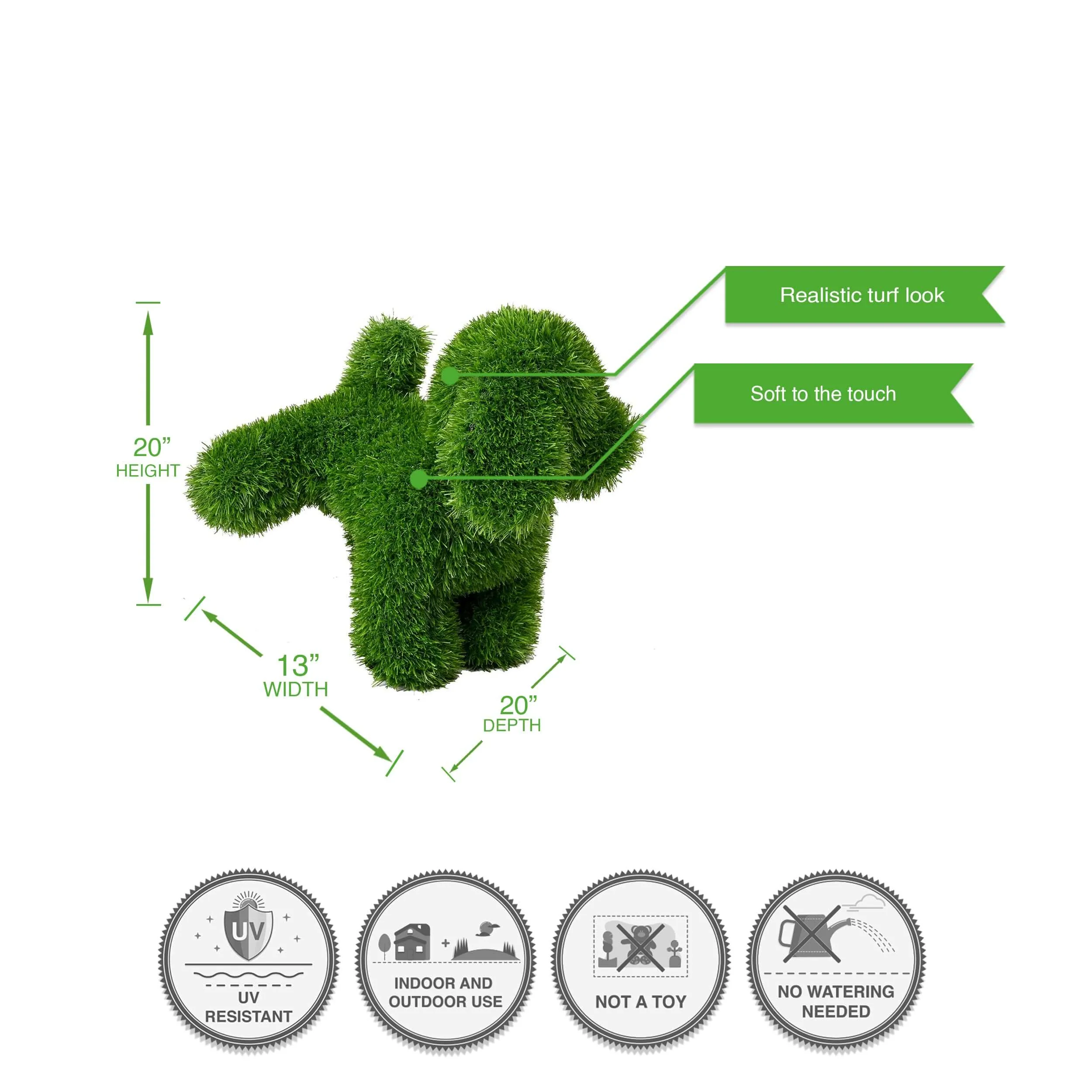 Artificial Turf Animal Topiary Green Peeing Dog, 14"/20" - Image 4