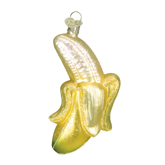 Peeled Banana Glass Ornament, 4" - Image 2