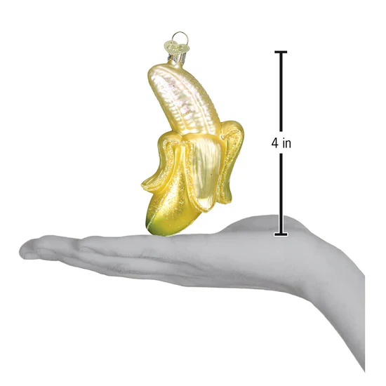 Peeled Banana Glass Ornament, 4" - Image 3