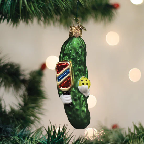 Pickleball Pickle Ornament, 3.75"