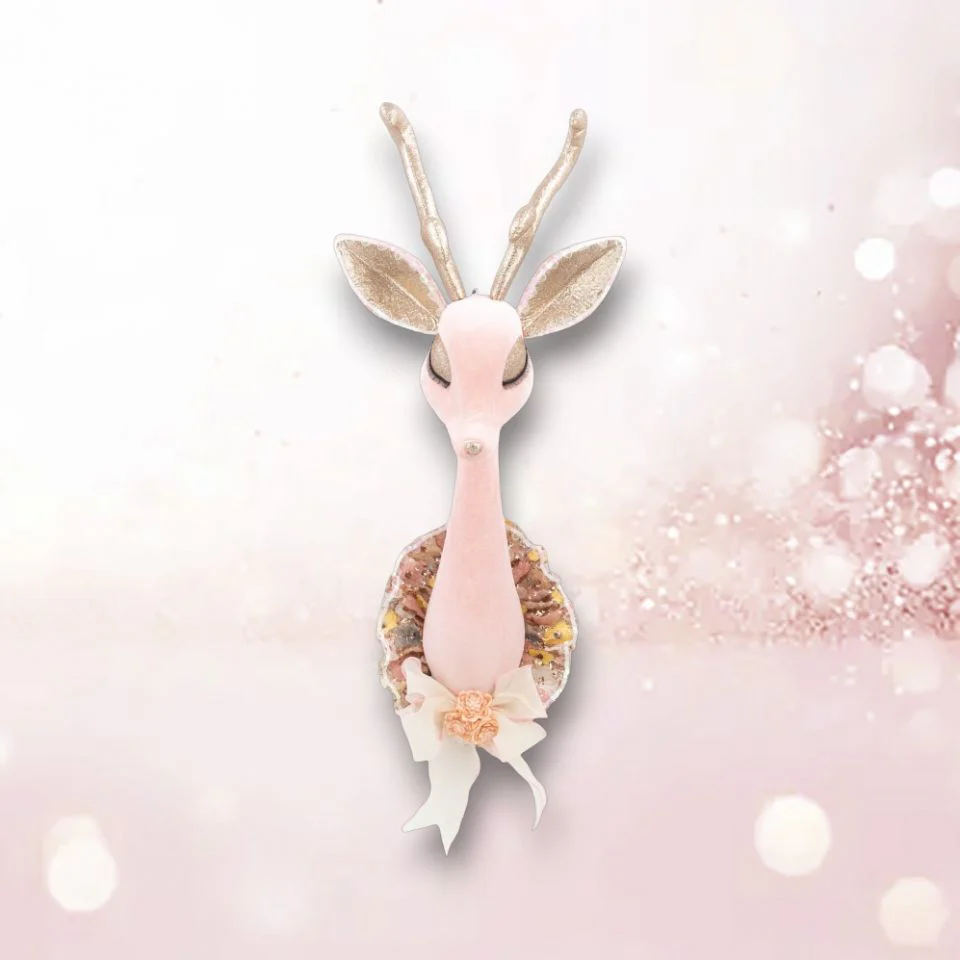 Pink Deer Head Wall Mount, 22"
