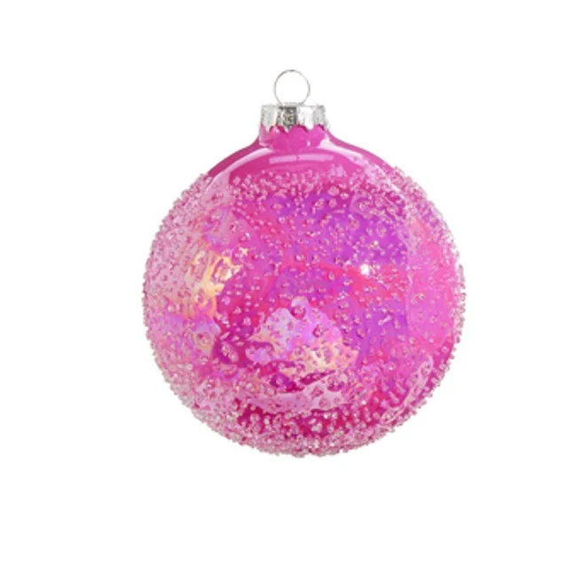 Pink Glitter Ball Ornament, 4" (3 styles - sold individually) - Image 2