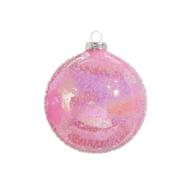 Pink Glitter Ball Ornament, 4" (3 styles - sold individually) - Image 3