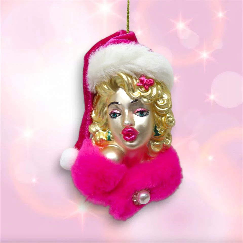 Pink Mrs Santa Ornament