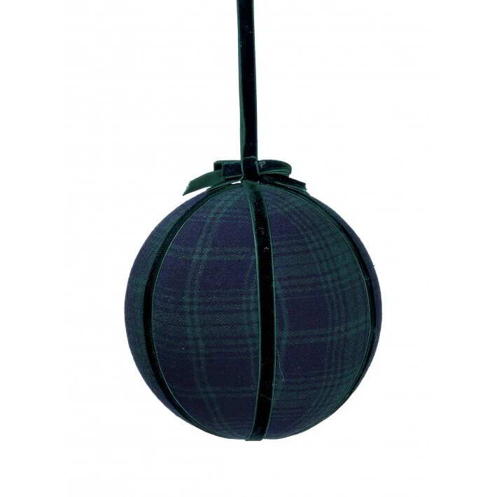 Plaid Velvet Ball Ornament, 6" (Blue)
