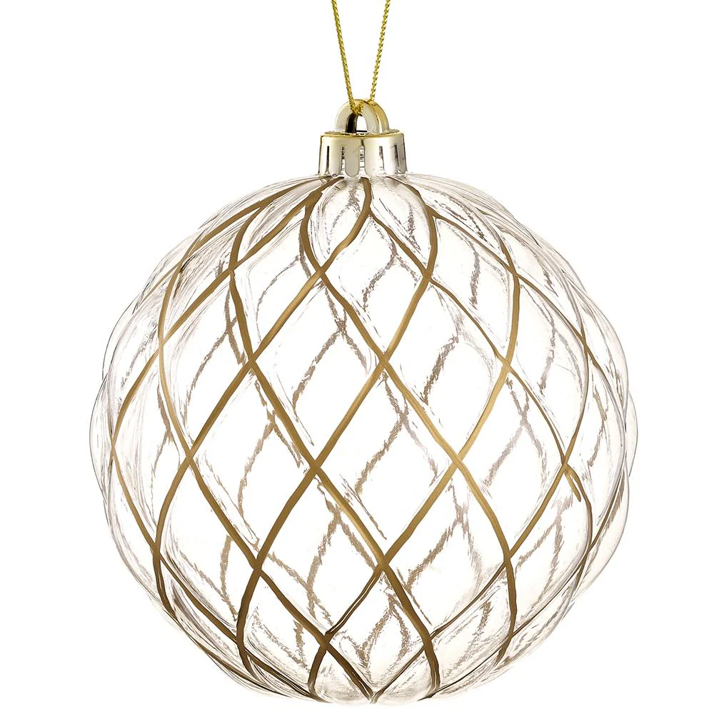 Plastic Ball Ornament, 6" (Clear Gold)l