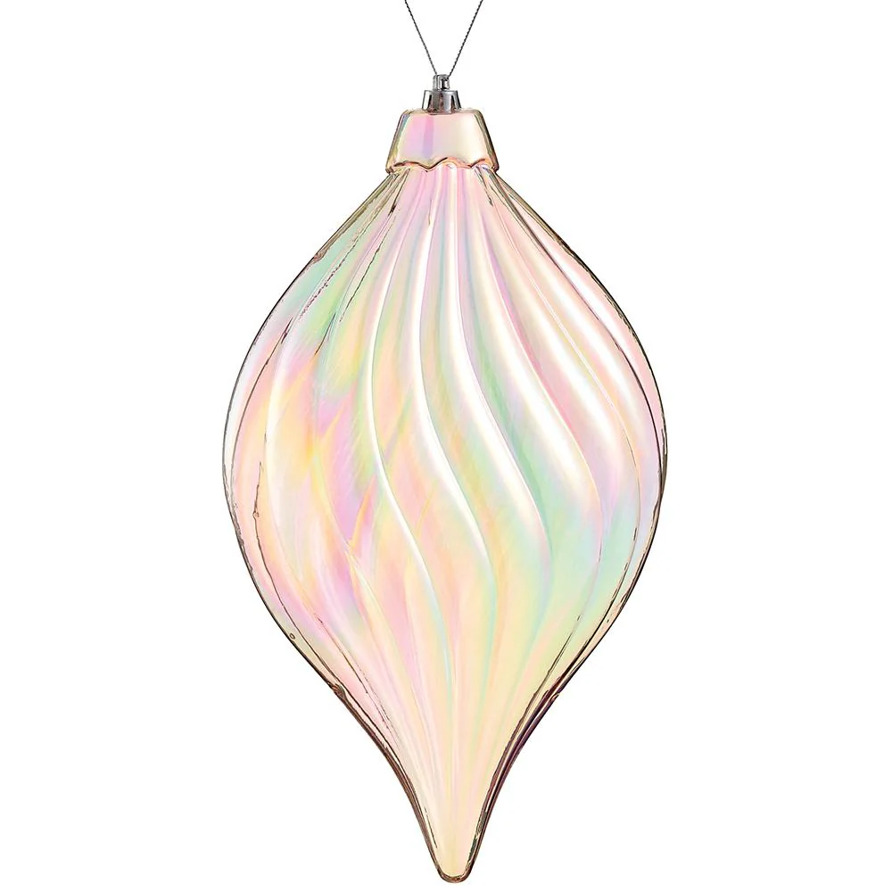 Plastic Disc Finial Ornament, 10.5" (Pink Iridescent)