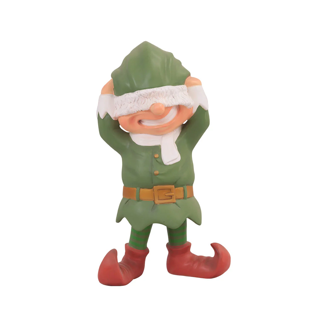 Large Fiberglass Playful Santa Elf Statue, 35"