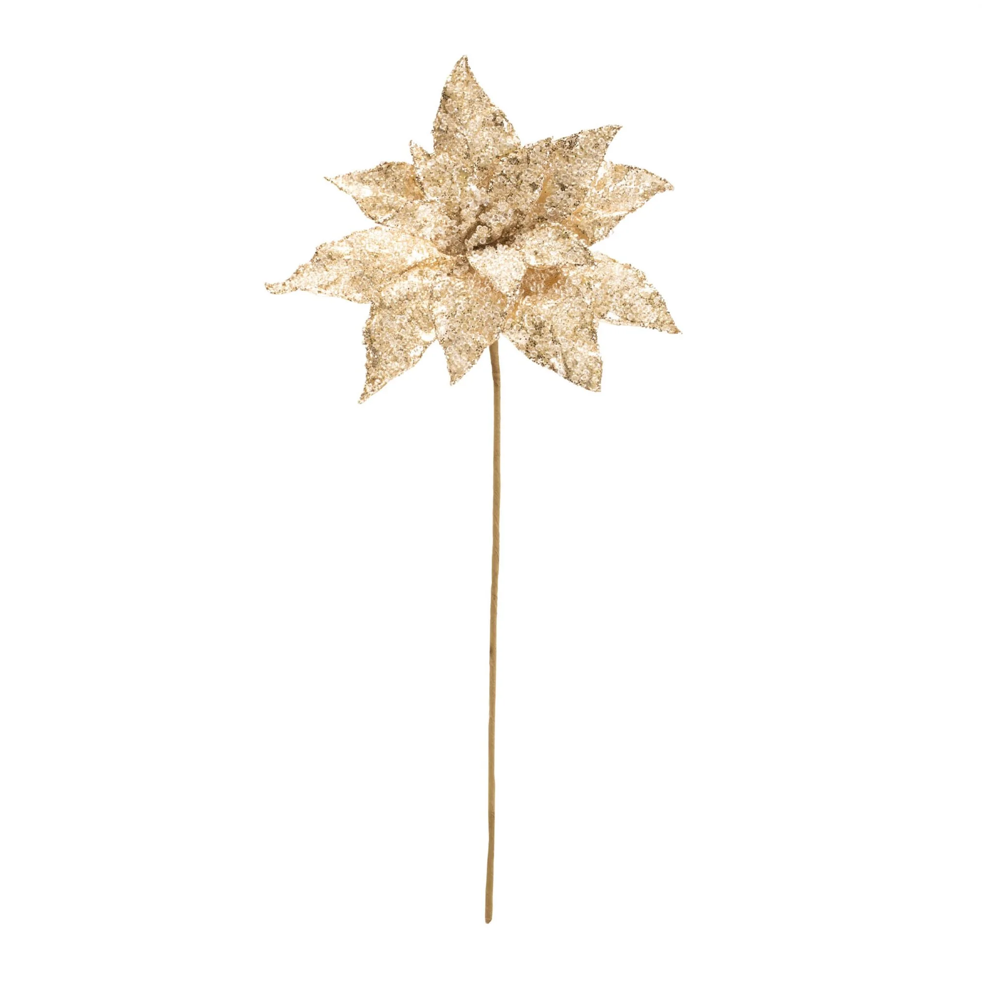Polyester Poinsettia Stem, 21" (Gold) - Image 2