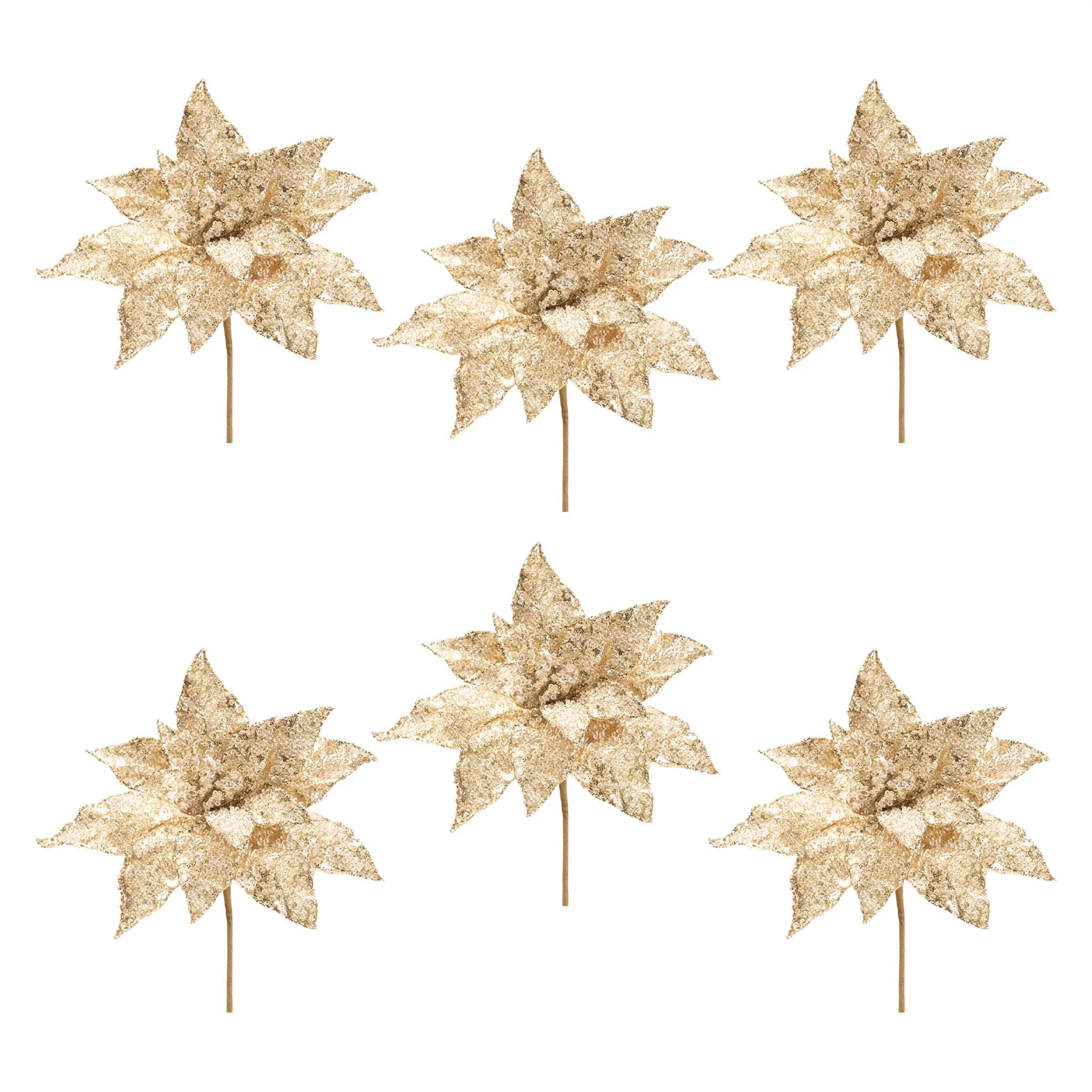 Polyester Poinsettia Stem, 21" (Gold) - Image 3
