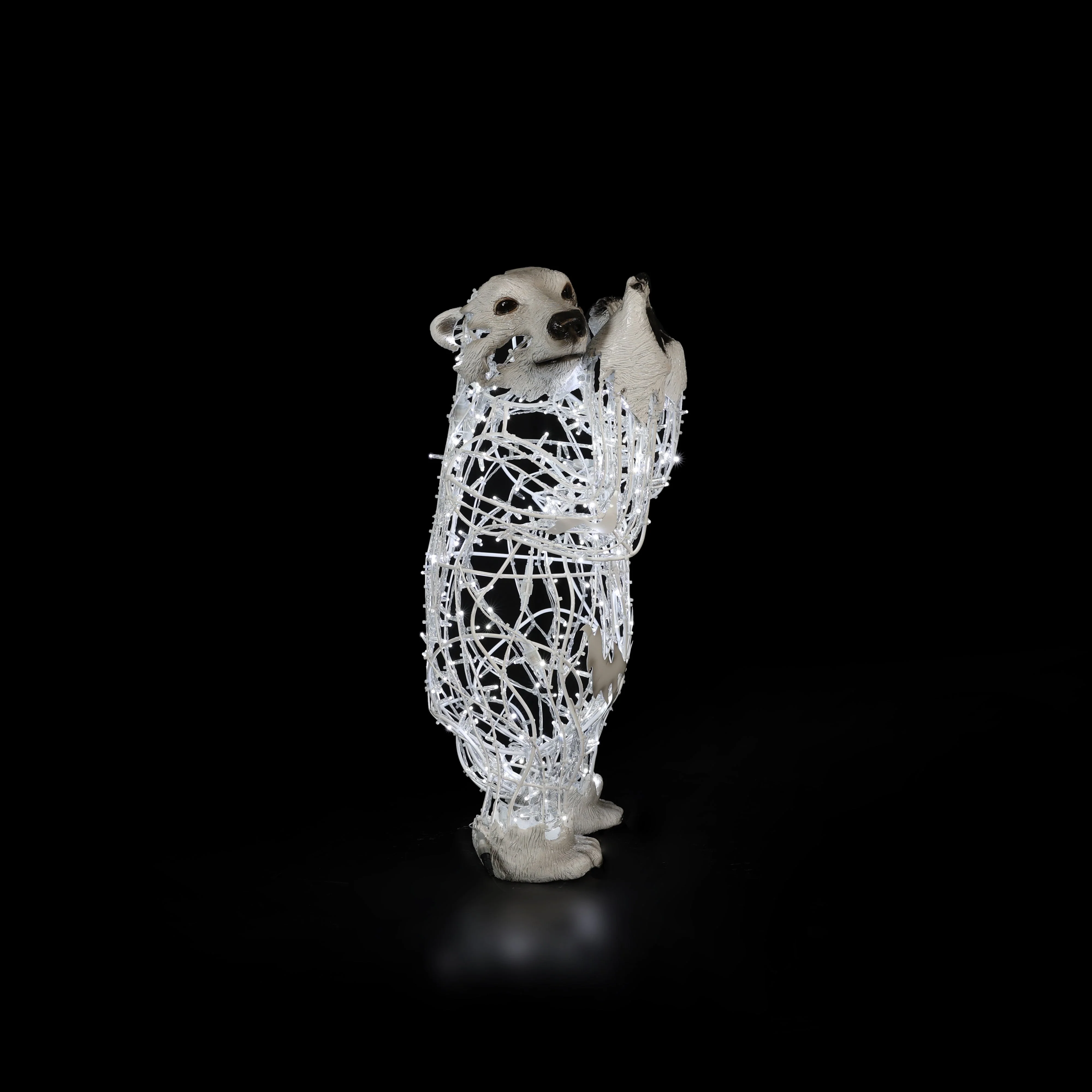 Large Polar Bear Baby Figure, Standing, LED Lit w/Fiberglass (White), 43"