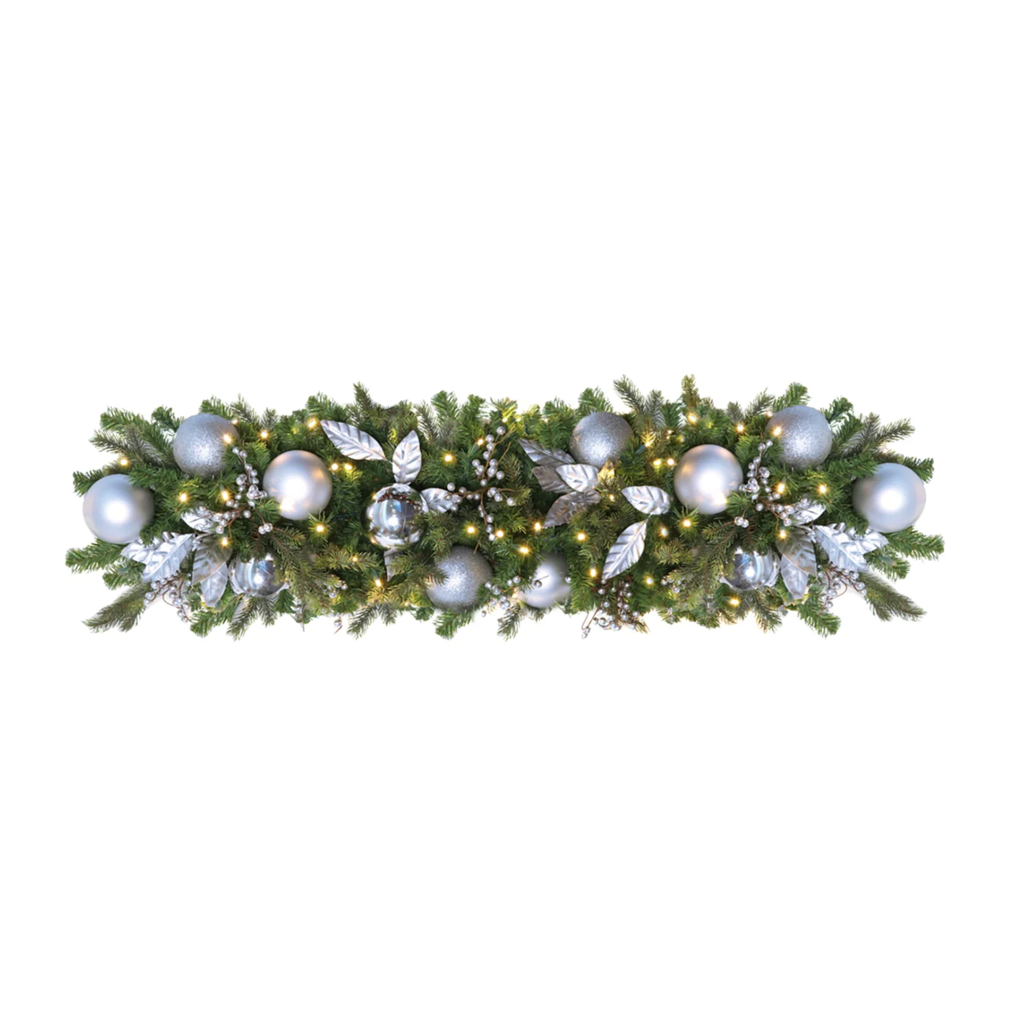 Pre-Decorated Mixed Pine Artificial Christmas Garland, LED Lit Warm White, (10"D / 14"D) - Image 5