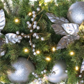 Pre-Decorated Mixed Pine Artificial Christmas Garland, LED Lit Warm White, (10"D / 14"D) - Image 6