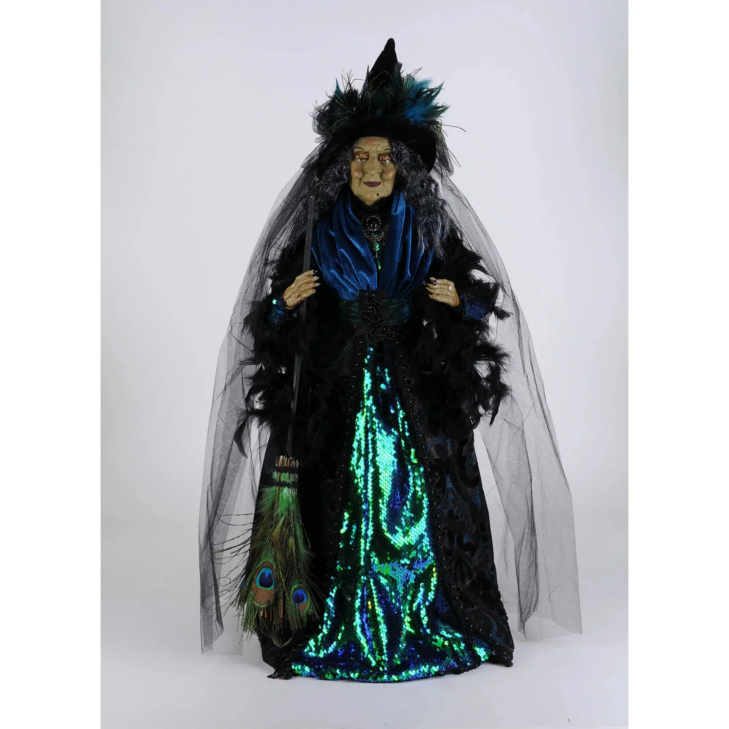 "Priscilla" Peacock Witch Large Figurine, 32"