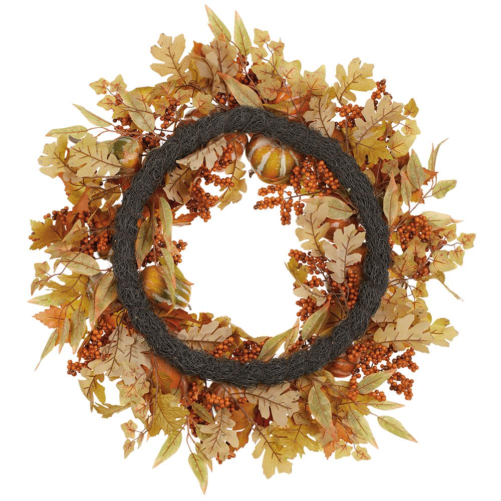 Pumpkin/Berry/Maple Wreath, 30" (Orange & Green) - Image 2