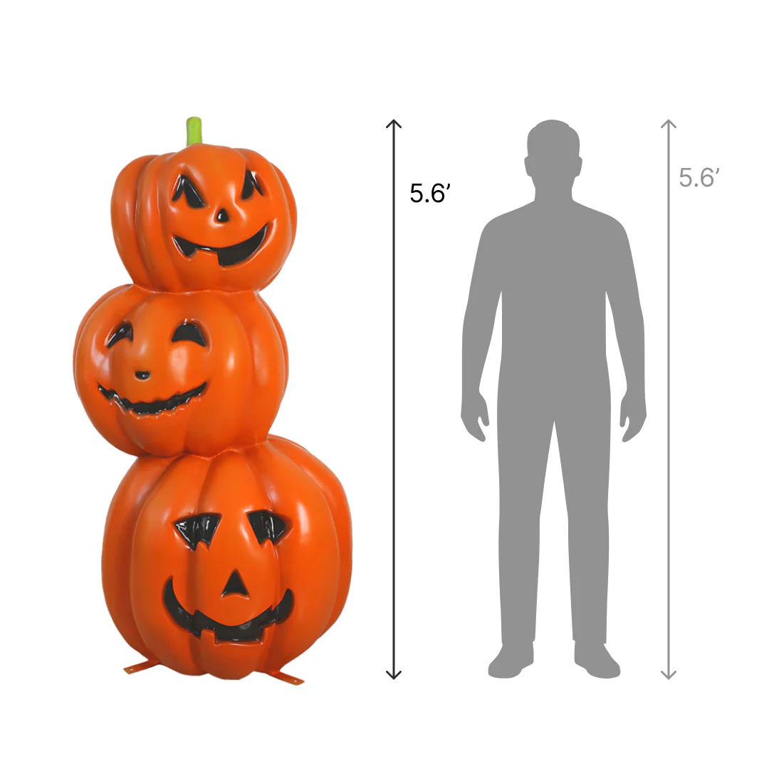 Lifesize Fiberglass Pumpkin Tower 3 Decoration, 67" - Image 2