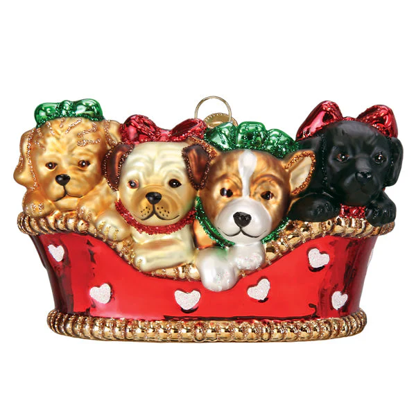 Puppies in a Basket Ornament - Image 2