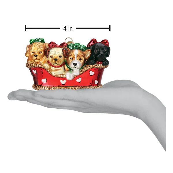 Puppies in a Basket Ornament - Image 5